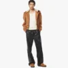 Blouson aviateur en peau de mouton et cuir Visetos