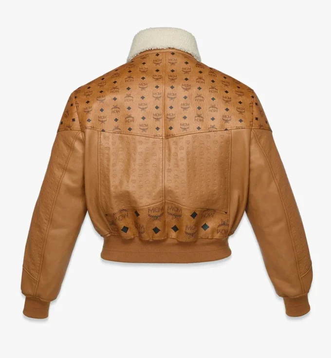Blouson aviateur en peau de mouton et cuir Visetos