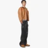 Blouson aviateur en peau de mouton et cuir Visetos