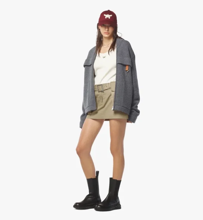 Cardigan zippé en laine et cachemire recyclé
