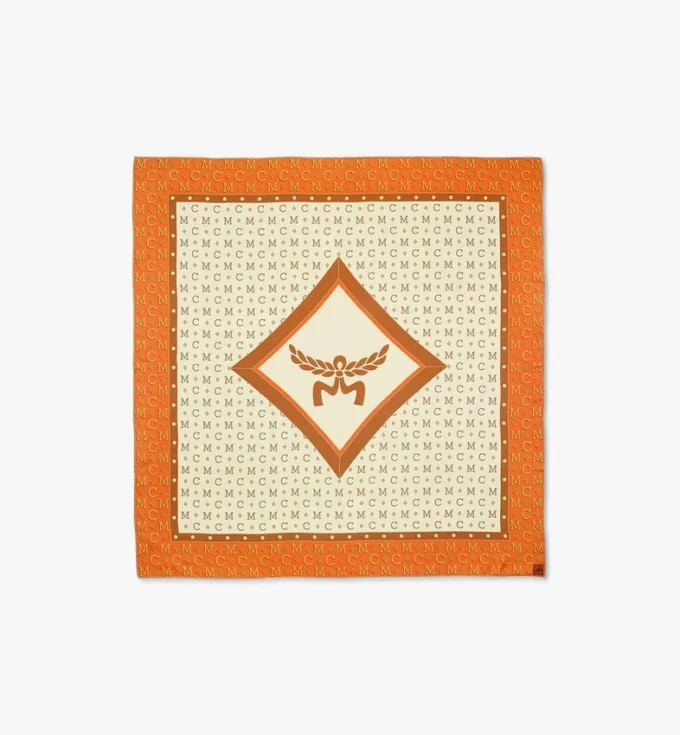Écharpe en soie biologique avec monogramme en losanges Écharpe en soie biologique avec monogramme en losanges