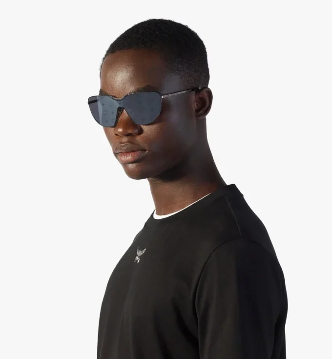 Lunettes de soleil à monture en forme de bouclier avec motif Monogram