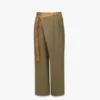 Pantalon en twill de laine et cuir imprimé Monogram