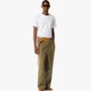 Pantalon en twill de laine et cuir imprimé Monogram