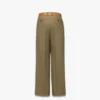 Pantalon en twill de laine et cuir imprimé Monogram