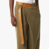 Pantalon en twill de laine et cuir imprimé Monogram