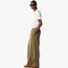 Pantalon en twill de laine et cuir imprimé Monogram