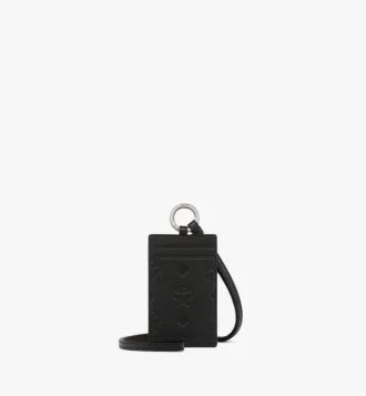 Porte-carte d&rsquo;identité à cordon en cuir Monogram gaufré