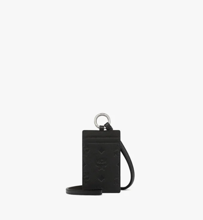 Porte-carte d&rsquo;identité à cordon en cuir Monogram gaufré
