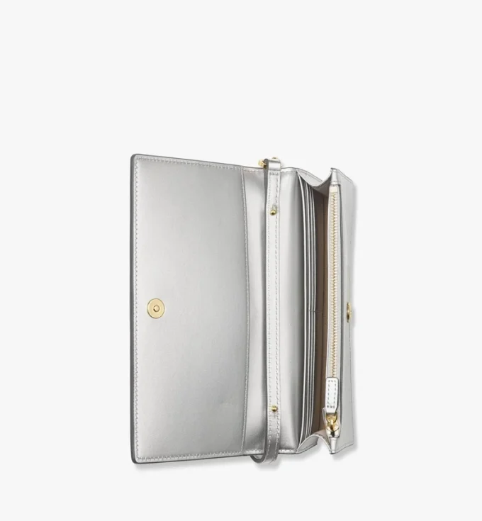 Portefeuille à chaîne en cuir miroir métallisé Portefeuille à chaîne en cuir miroir métallisé