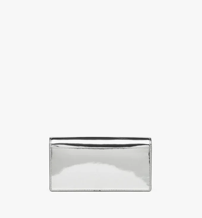 Portefeuille à chaîne en cuir miroir métallisé Portefeuille à chaîne en cuir miroir métallisé