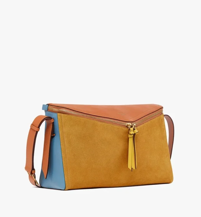 Sac à bandoulière Diamant 3D en daim et cuir de veau Sac à bandoulière Diamant 3D en daim et cuir de veau