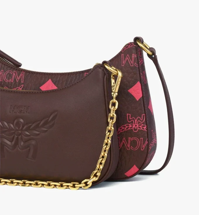 Sac hobo Aren Duo en toile Maxi Visetos et cuir de veau Sac hobo Aren Duo en toile Maxi Visetos et cuir de veau