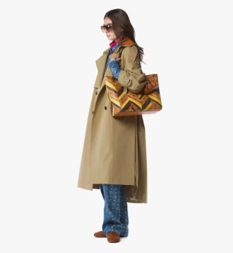 Sac Toni Shopper à fermeture éclair sur le dessus, clouté, en toile Visetos Mega Herringbone