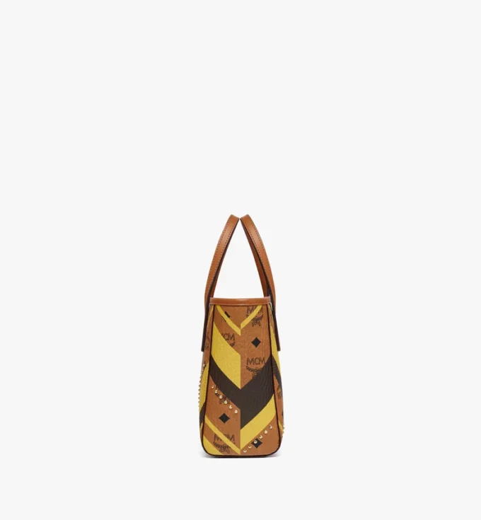 Sac Toni Shopper à fermeture éclair sur le dessus, clouté, en toile Visetos Mega Herringbone