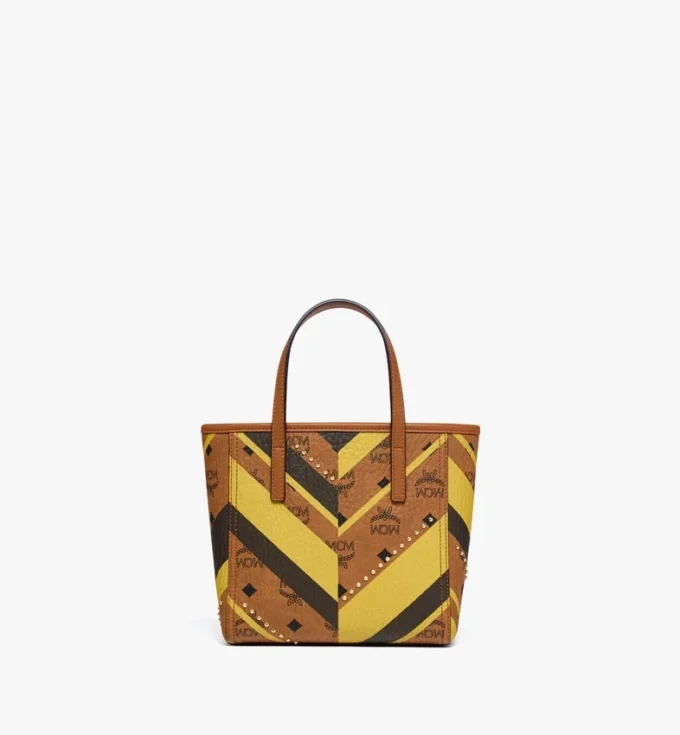 Sac Toni Shopper à fermeture éclair sur le dessus, clouté, en toile Visetos Mega Herringbone