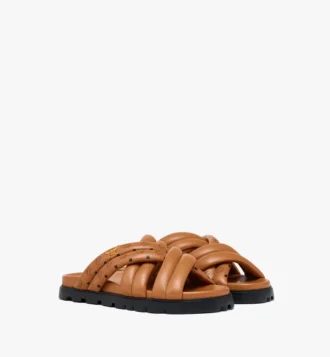 Sandales croisées à imprimé Monogram en cuir d&rsquo;agneau
