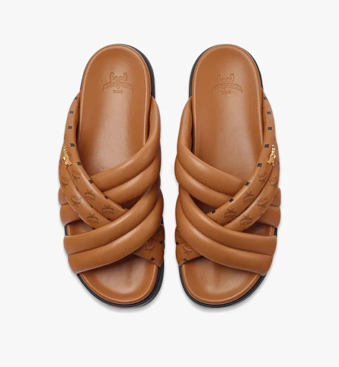Sandales croisées à imprimé Monogram en cuir d&rsquo;agneau