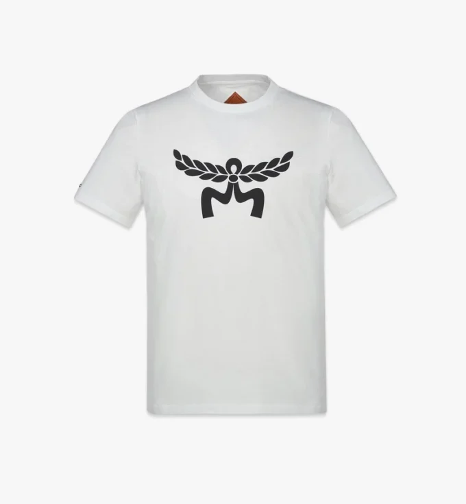 T-shirt en coton biologique avec logo Laurel imprimé T-shirt en coton biologique avec logo Laurel imprimé