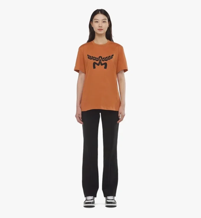 T-shirt en coton biologique avec logo Laurel imprimé T-shirt en coton biologique avec logo Laurel imprimé