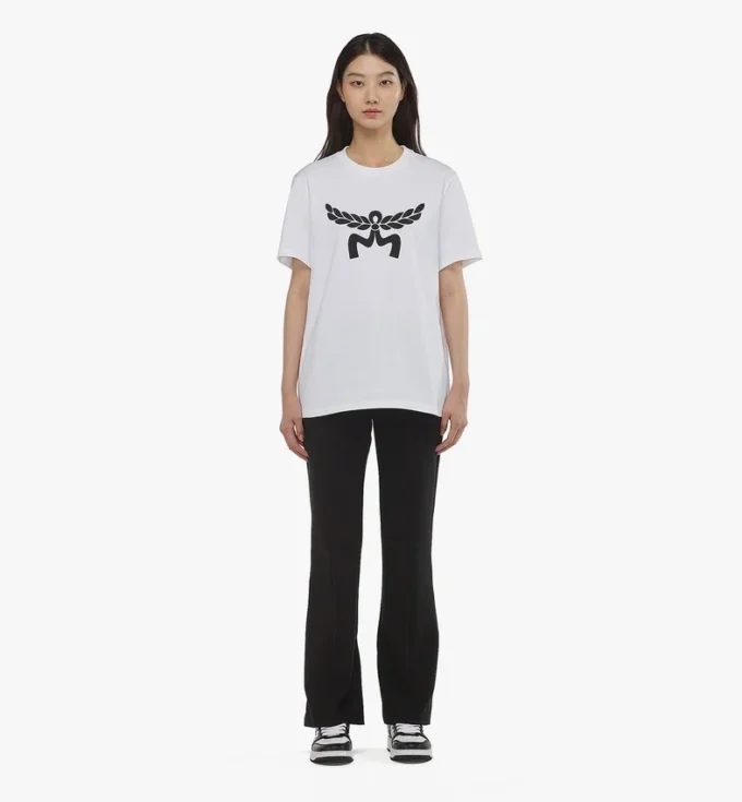 T-shirt en coton biologique avec logo Laurel imprimé T-shirt en coton biologique avec logo Laurel imprimé