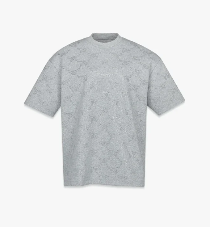T-shirt en ponte avec monogramme en cristaux