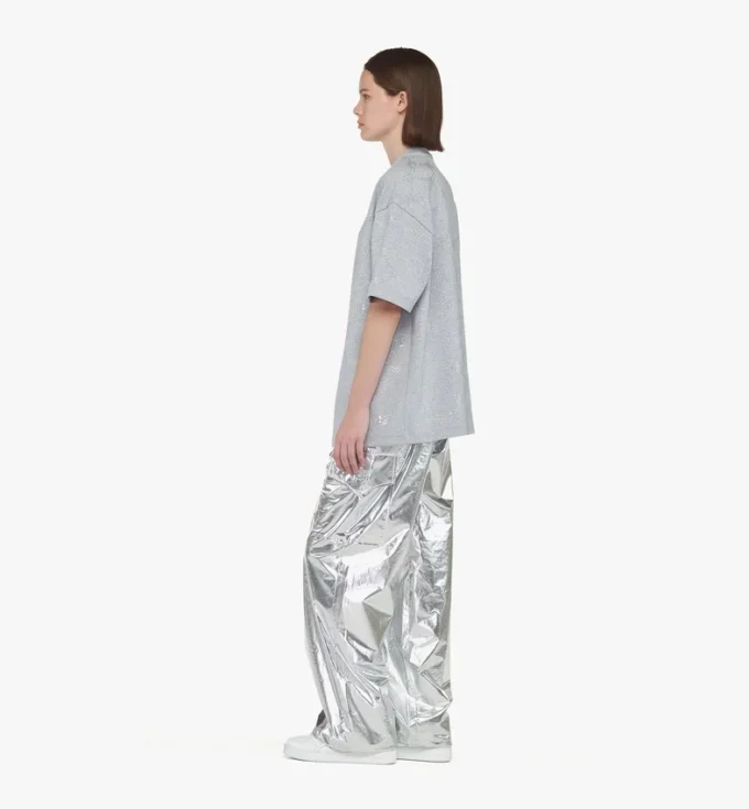 T-shirt en ponte avec monogramme en cristaux