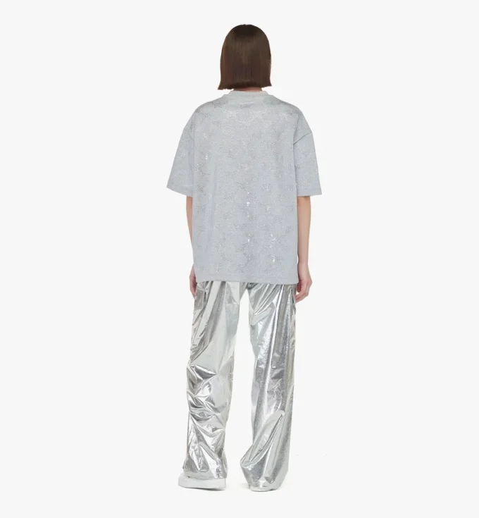 T-shirt en ponte avec monogramme en cristaux