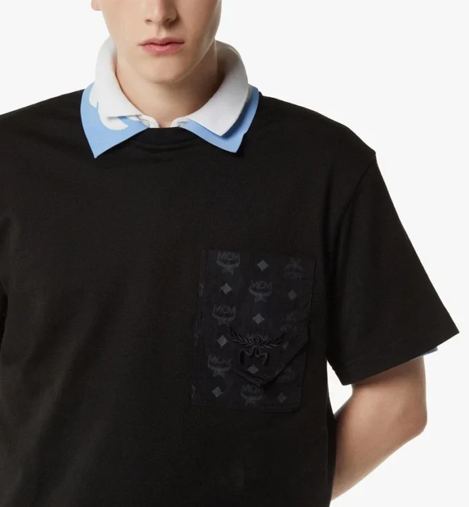 T-shirt à poche patch monogrammée en coton biologique