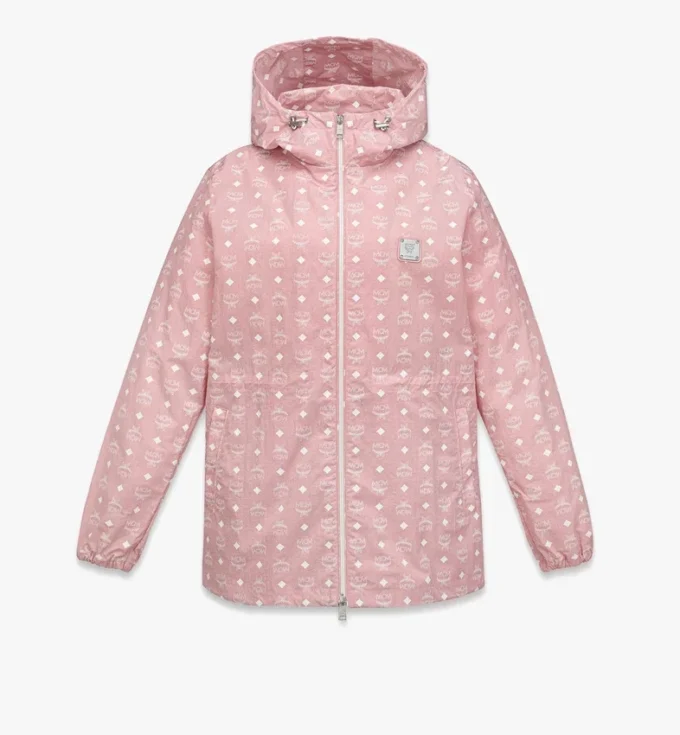 Veste coupe-vent à capuche en nylon recyclé avec imprimé Monogram
