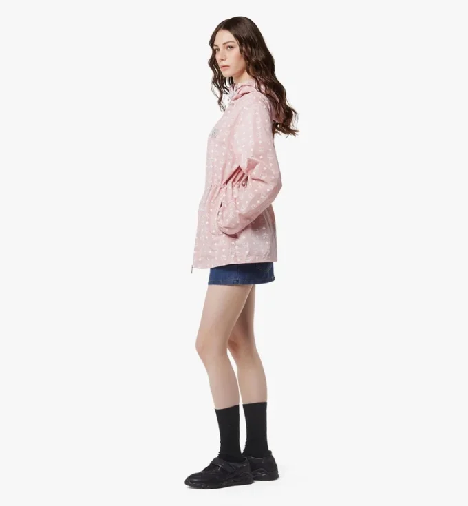 Veste coupe-vent à capuche en nylon recyclé avec imprimé Monogram