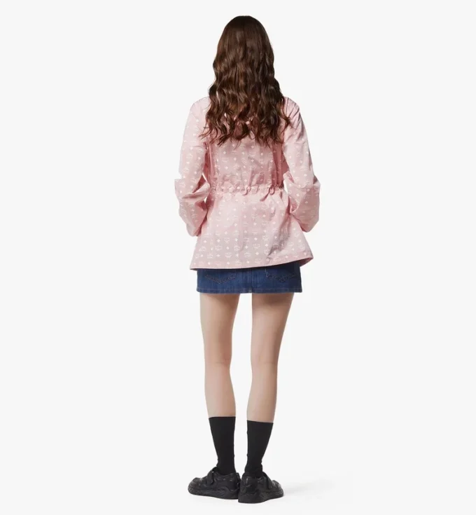 Veste coupe-vent à capuche en nylon recyclé avec imprimé Monogram