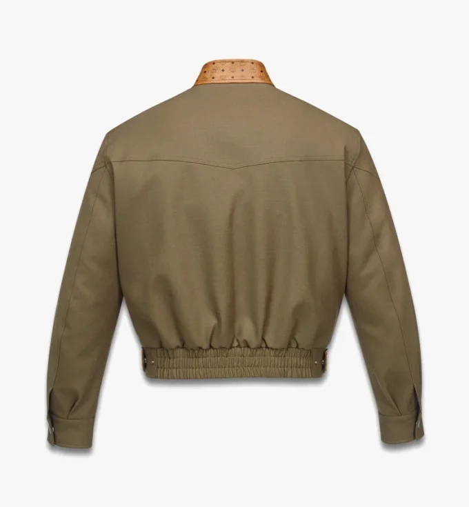 Veste en twill de laine et cuir imprimé monogramme Veste en twill de laine et cuir imprimé monogramme